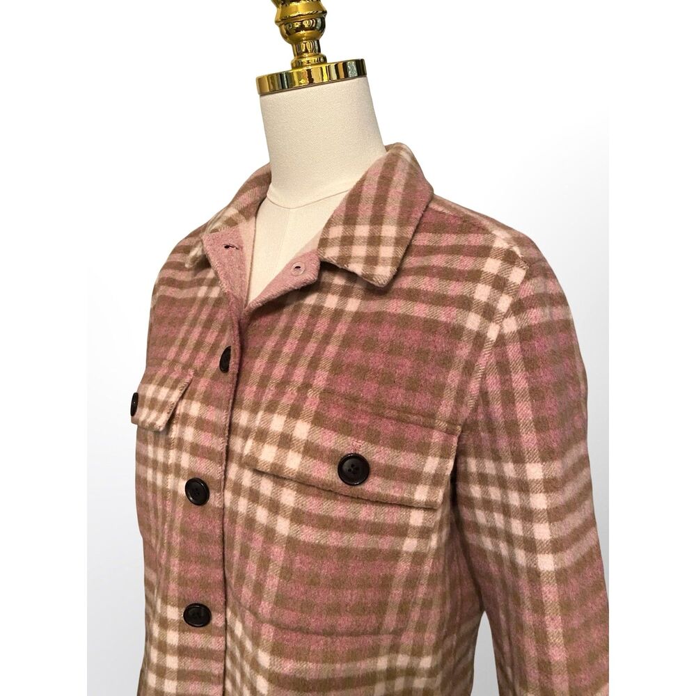 Rails Steffi Plaid Wool Blend Crop Jacket Shacket Pink Mauve Utility Soft M - Picture 3 of 10